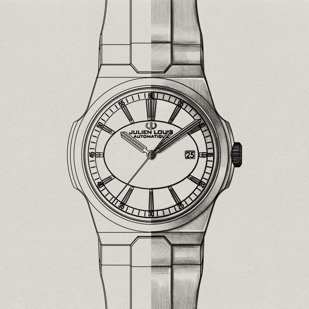 Croquis d'une montre Julien Louis 2002