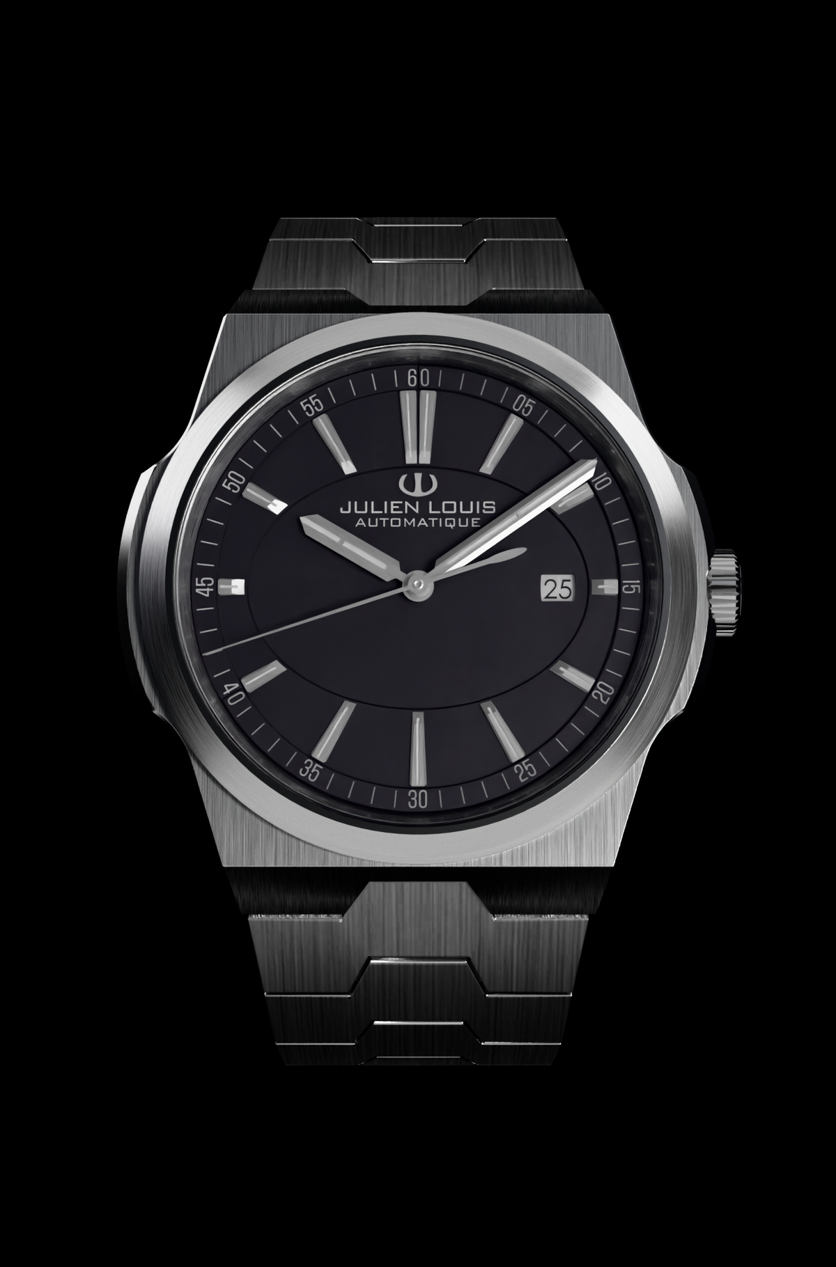Julien Louis Ovalie modèle 2002 – Montre cadran noir ou bleu bracelet cuir alligator ou acier, édition limitée
