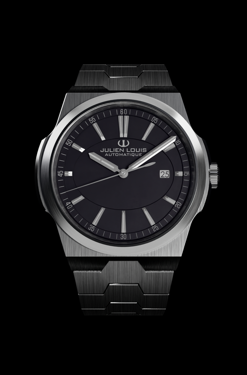 Julien Louis Ovalie modèle 2002 – Montre cadran noir ou bleu bracelet cuir alligator ou acier, édition limitée